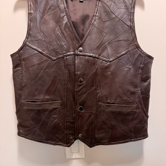 Boutique of Leathers Brown Patchwork Leather Vest Size 38 Medium - Picture 4 of 14